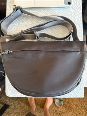 Minimalist Half-Moon Crossbody Bag in Dark Grey